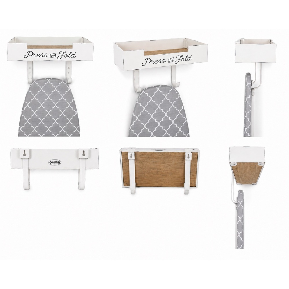 Auld Home Design Press Fold Laundry Wall Organizer White Enamel Farmhouse 105-16